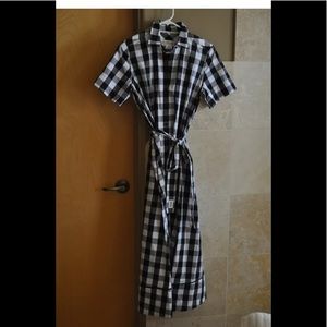 NWT KATE SPADE NEW YORK BROOME STREET GINGHAM PLAID MIDI SHIRTDRESS  XS